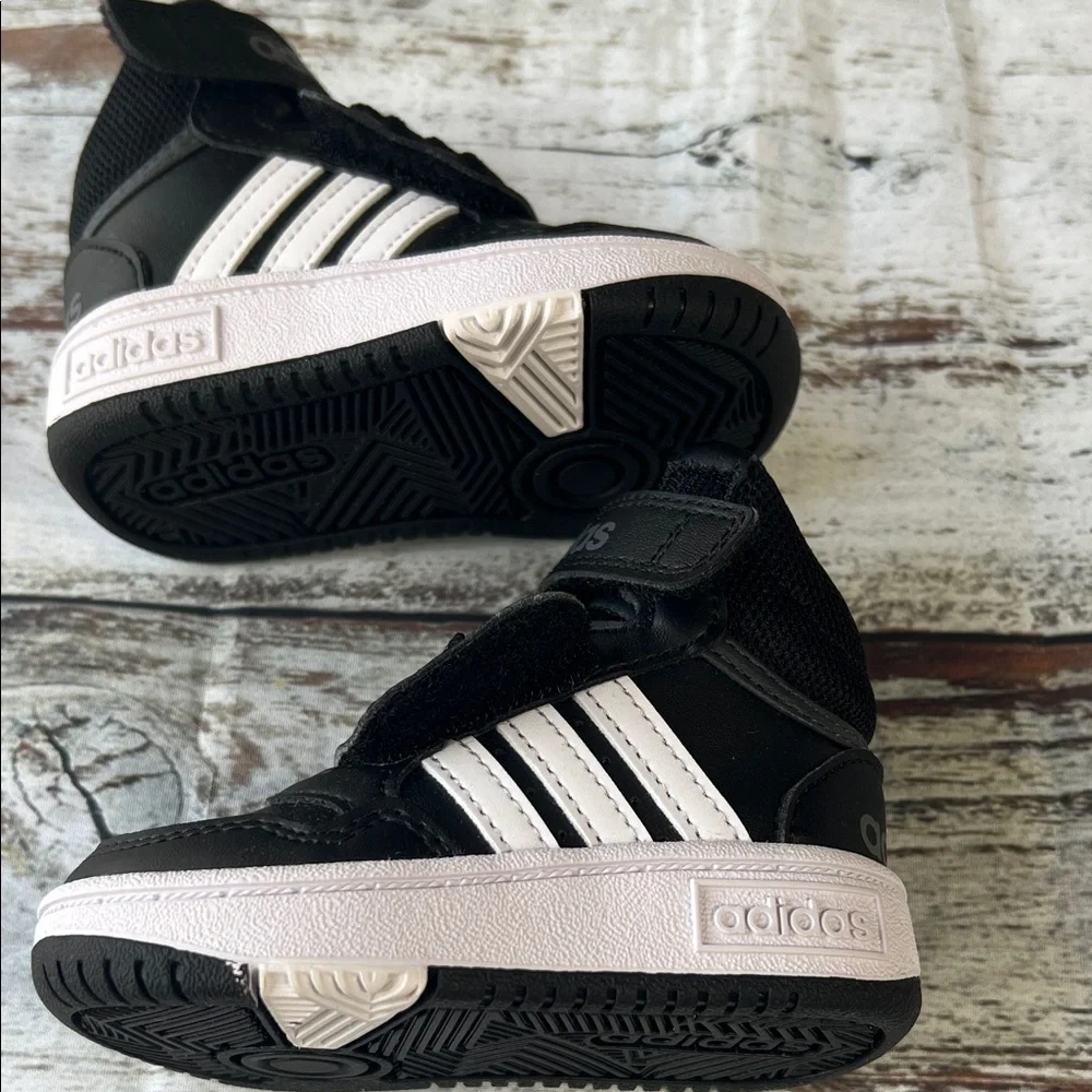 Adidas Hoops Mid 3.0 AC I Toddler Sneakers - Black/White - Size 4K
